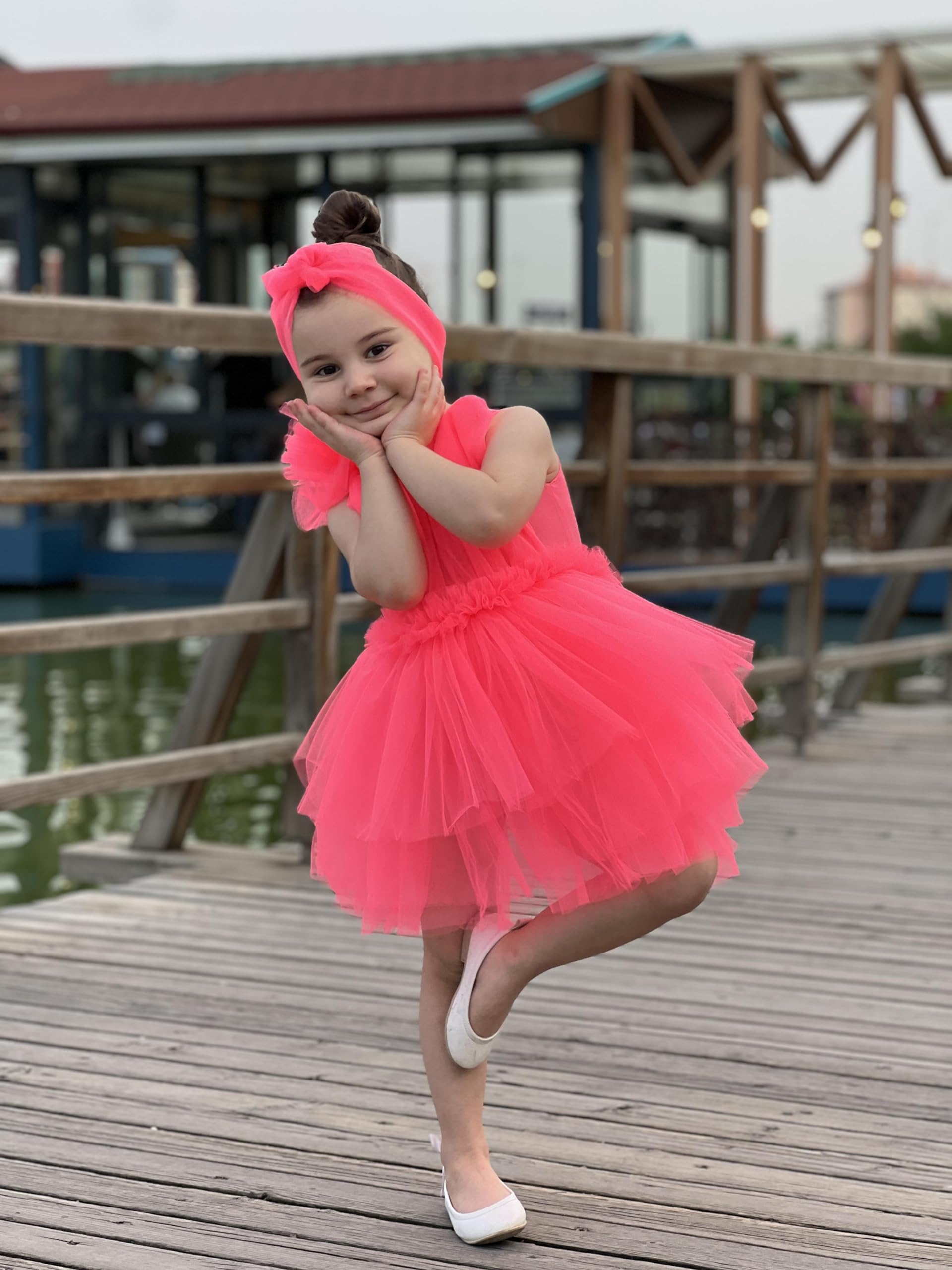 Meqlife Layd Kız Çocuk Parti Elbisesi Doğum Günü Kıyafeti Pembe 2-3 yaş