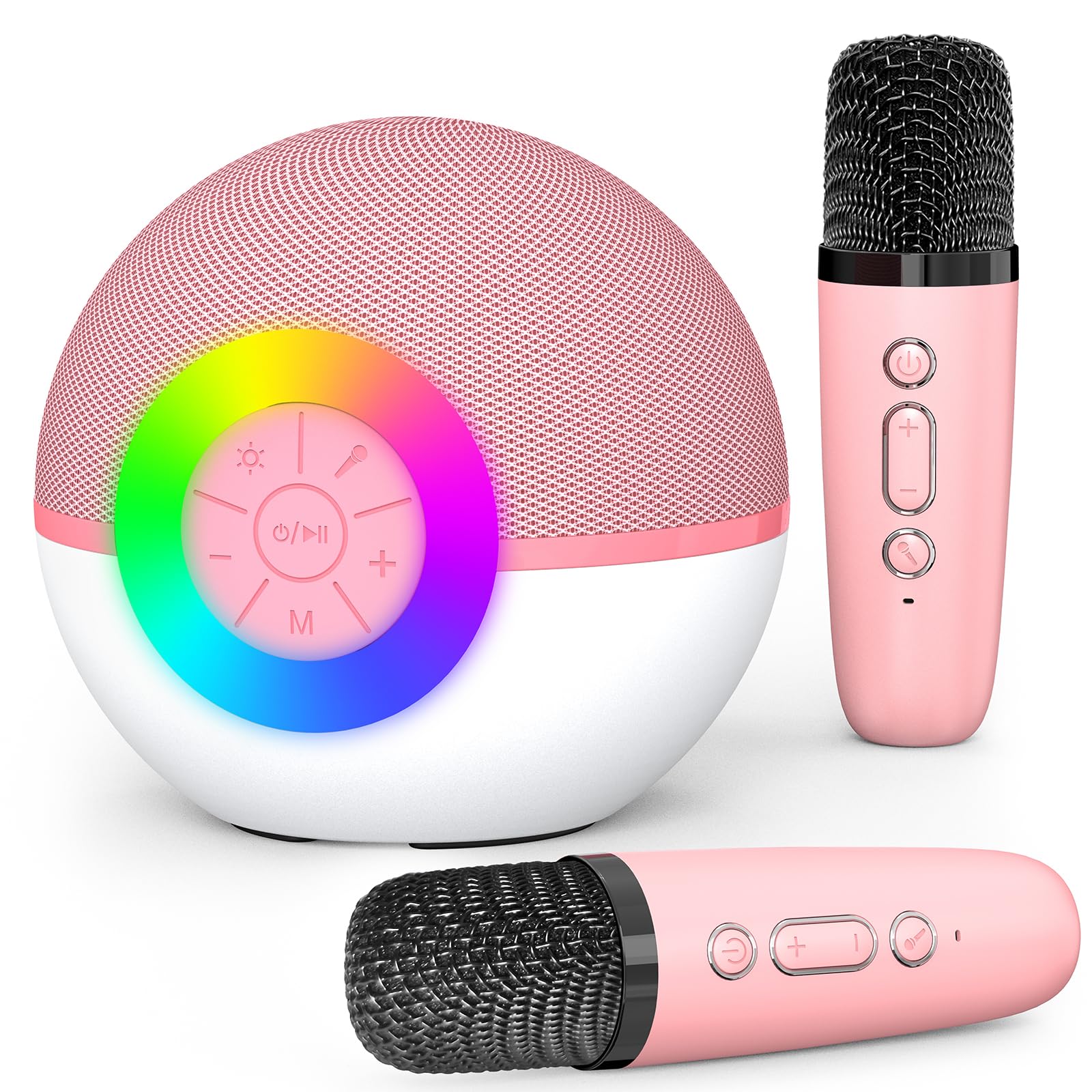 Mgaolo Çocuklar Yetişkinler için Mini Karaoke Makinesi, 2 Kablosuz Mikrofonlu Taşınabilir Bluetooth Hoparlör, Erkek ve Kız Çocuklar için MP3 Çalı Hediye Oyuncakları 3-12 Yaş Doğum Günü Aile Ev Partisi