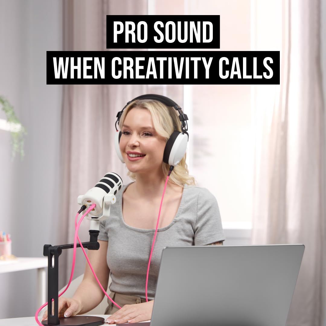 RØDE Podcasting, Akış ve İçerik Oluşturma için XLR ve USB Bağlantılı PodMic USB Dinamik Yayın Mikrofonu (Beyaz)