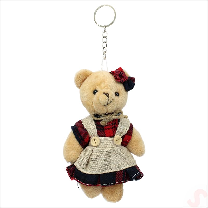 SüSLe Bebek ve Parti Pelüş Kıyafetli Ayıcık Anahtarlık, 13 x 8,5 cm - Kız Model