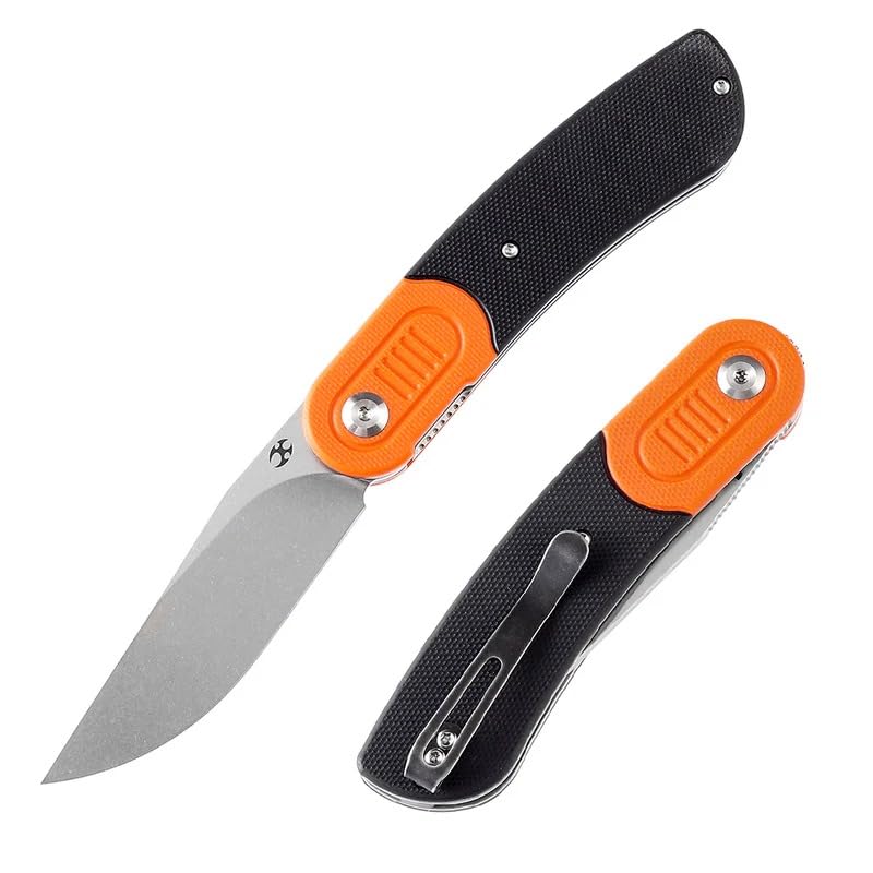 KANSEPT Reverie | Turuncu ve Siyah G10 Sap | Taş Yıkama 154CM Çelik Çakı | T2025B8