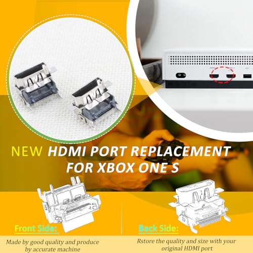 YWLRONG 2 paket HDMI bağlantı noktası değiştirme Xbox One S soket jakı arayüzü konektörü Xbox One S konsolu aksesuarları parçaları ile tamir kiti