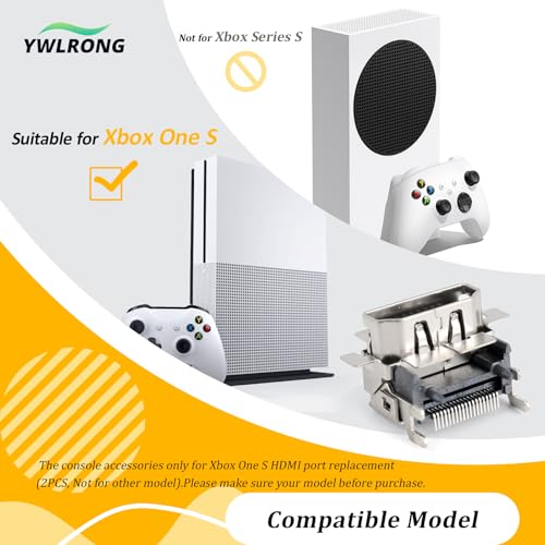 YWLRONG 2 paket HDMI bağlantı noktası değiştirme Xbox One S soket jakı arayüzü konektörü Xbox One S konsolu aksesuarları parçaları ile tamir kiti