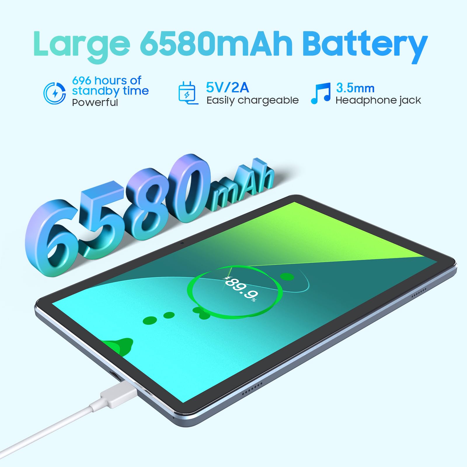 Blackview Tab 70 WiFi 2024 Android 14 Tablet, 12 (4+8) GB+64GB 1TB Genişlet, Wi-Fi 6 Modeli, HD+IPS Ekranlı 10.1 inç Tablet, 6580mAh, Çift Hoparlör ve Kamera, BT5.0, Google GMS, 2.0GHz CPU, Mavi