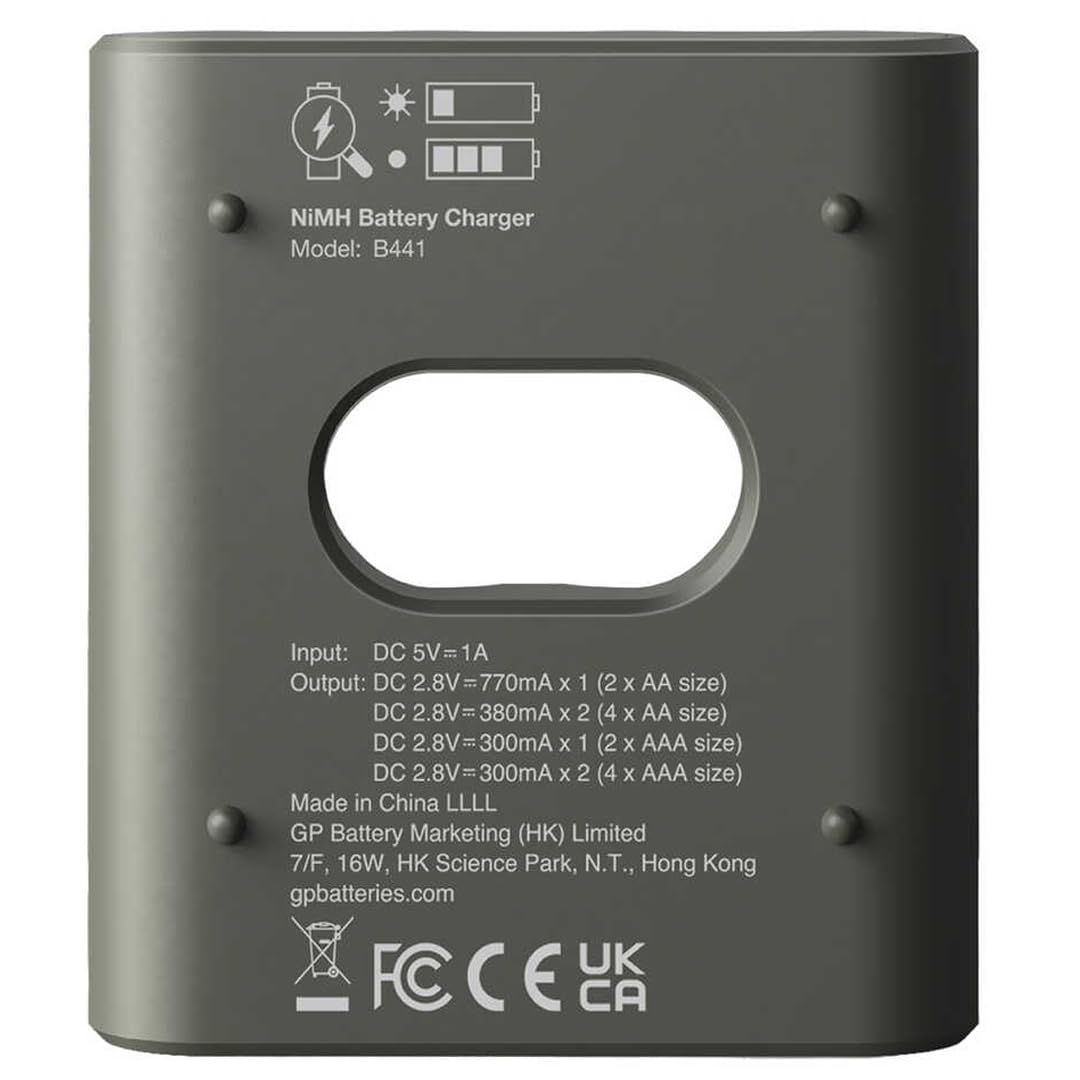 GP B441 USB ŞARJ CİHAZI (Pilsiz Model) 4 Kanallı hem AA hemde AAA şarjlı piller için