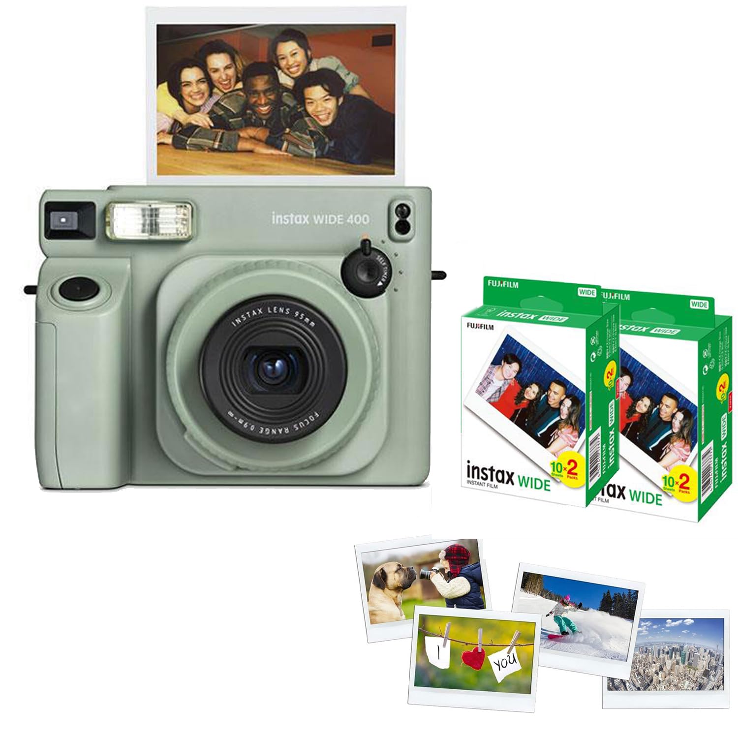 Instax Fujifilm Wide 400 İnstant Fotoğraf Makinesi - 40'lı film (Yeşil)