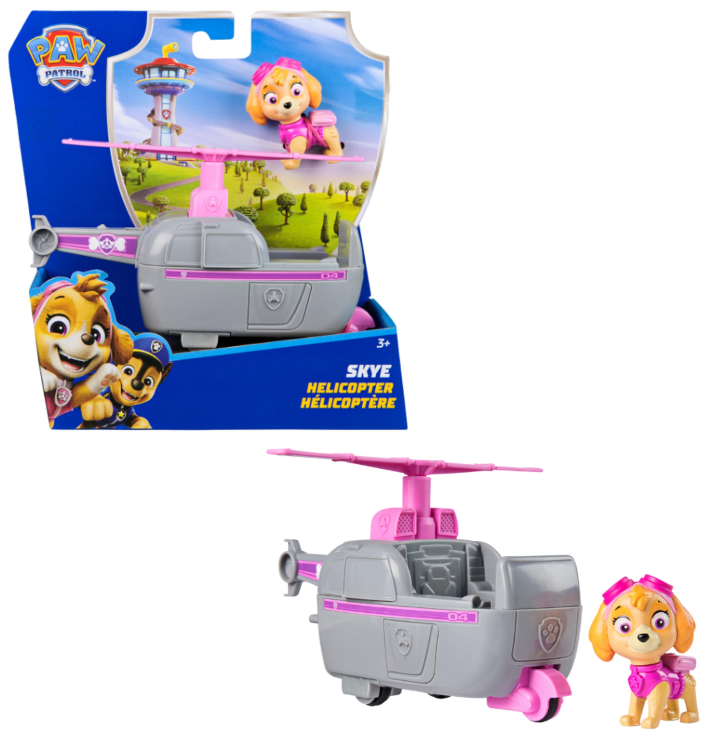 Paw Patrol, Skye oyun figürlü helikopter (sürdürülebilir temel araç/ana araç), 3 yaşından büyük çocuklar için oyuncak