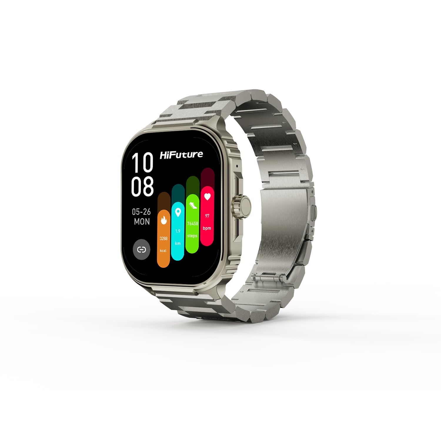 HiFuture Ultra3 PRO Bluetooth 5.3 AMOLED Ekran IP68 Su Geçirmez 2.04 inç Arama Özellikli iOS & Android Uyumlu Nabız Spor Kan Oksijen Takibi 52mm Akıllı Saat Gümüş