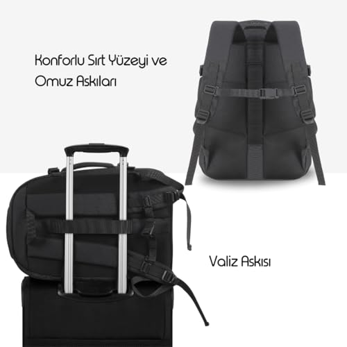 Mack Explor Eco MCE-1205 34L El Bagajı Seyahat Sırt Çantası, 17.3 inç Laptop Sırt Çantası, Su Geçirmez Kabin Boy Sırt Çantası, Çevre Dostu, Reflektörlü Hafta sonu Çantası