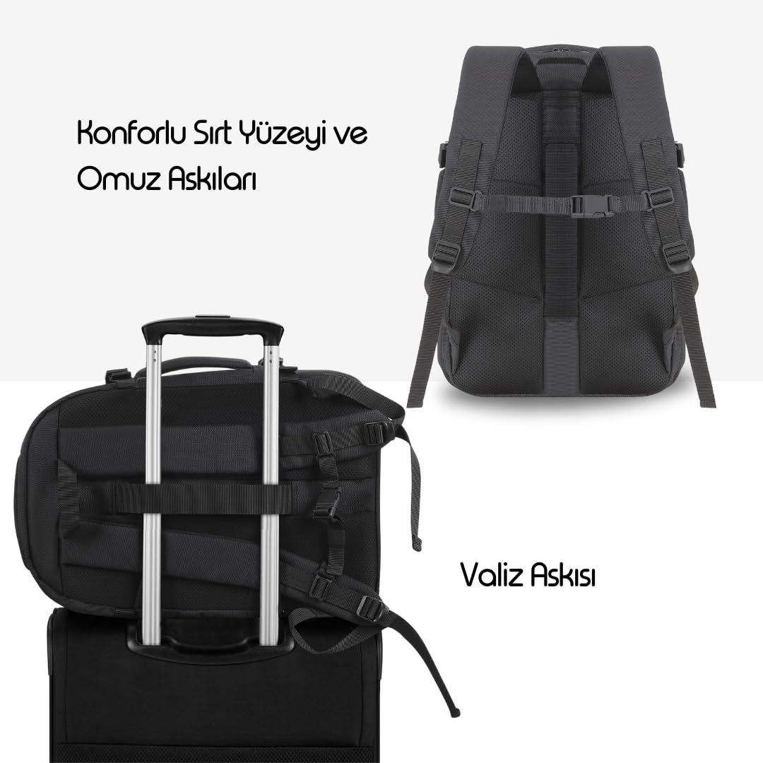 Mack Explor Eco MCE-1205 34L El Bagajı Seyahat Sırt Çantası, 17.3 inç Laptop Sırt Çantası, Su Geçirmez Kabin Boy Sırt Çantası, Çevre Dostu, Reflektörlü Hafta sonu Çantası