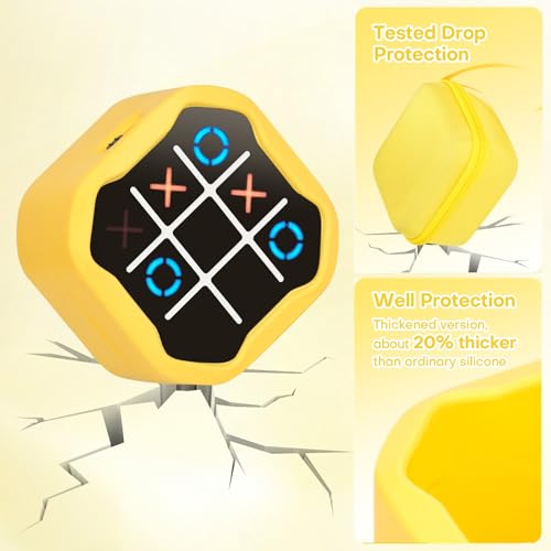 YouKnow GiiKER Tic Tac Toe Bolt Oyunu ile Uyumlu Silikon Kapak ve Seyahat Kılıfı, Çocuklar için 3'ü 1 Arada Elde Taşınabilir Yapboz Oyun Konsolu Kapağı (Silikon Kapak ve Seyahat Kılıfı) (Sarı)