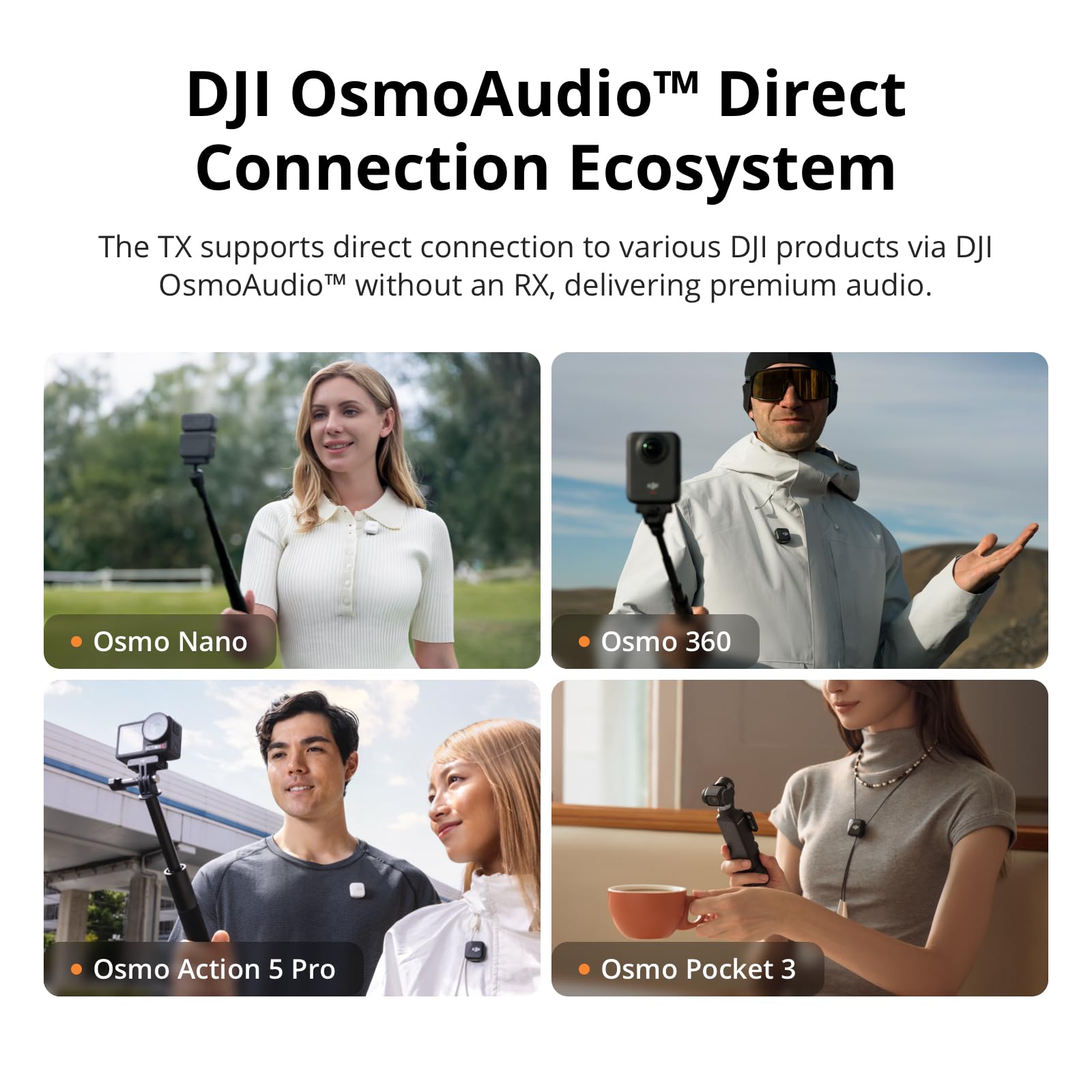 DJI MIC Mini (2Tx + 1 Rx Şarj Kutusu), Ultra Hafif, HQ Ses, 48 Saat Kullanım, Gürültü İptali, Otomat