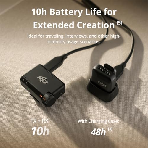 DJI MIC Mini (1 Tx + 1 Rx), Ultra Hafif, Yüksek Kaliteli Ses, Gürültü İptali, Otomatik Limit, Kamera/Iphone/Android İçin Kablosuz Mikrofon, Vlog, Akış, 400 Metre İletim