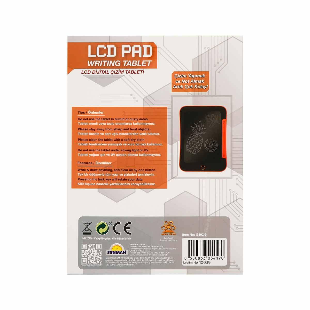 EDU Sun Dijital Çizim Tableti Lcd 10,5 Inç Syh./Trnc.