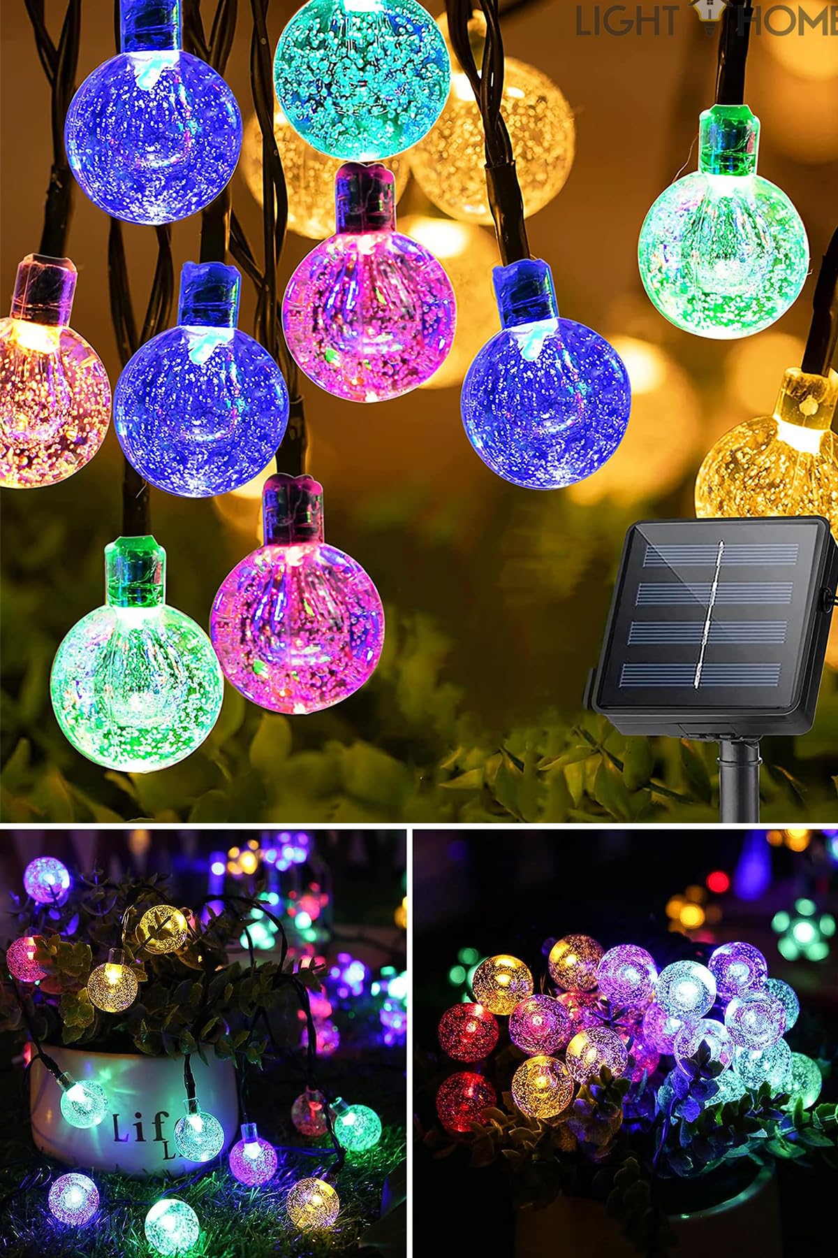 light home Solar String Dış Mekan 100 Led 40 Feet M ti-Renkli Kristal Obe Işık, 8 Aydınlatma Modlu, Suya Dayanıklı Güneş Enerjili Veranda Aydınlatması Bahçe Yard Sundurma Düğün Partisi Dekorasyonu