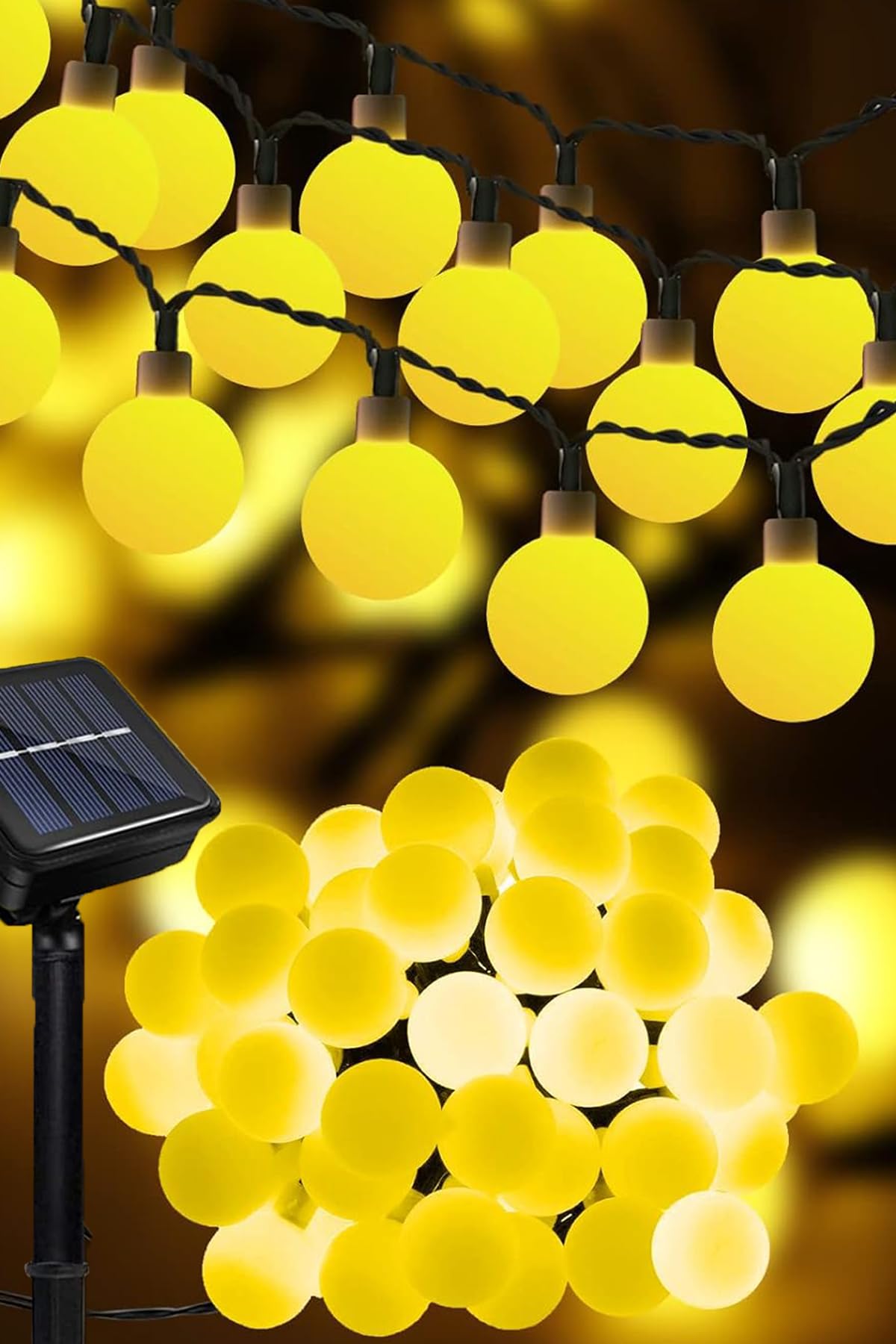 light home Solar String Dış Mekan 50 Led 7 Metre Güneş Işığı Dış Mekan Su Geçirmez Kristal Küre Işıklar 8 Aydınlatma Modu, Dış Bahçe Avlu Ev Partisi Dekoru için Güneş Enerjili Veranda Işıkları