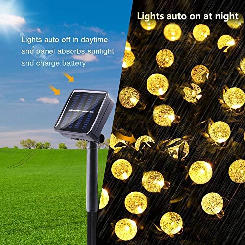light home LED Solar Işık Zinciri, Dış Mekan, 7 m, 50 LED, Kristal Küre Solar Işık Zinciri, Işık Sensörlü Sıcak Beyaz, 8 Mod, IP65 Su Geçirmez Dekorasyon, Bahçe, Teras, Düğünler, Partiler,