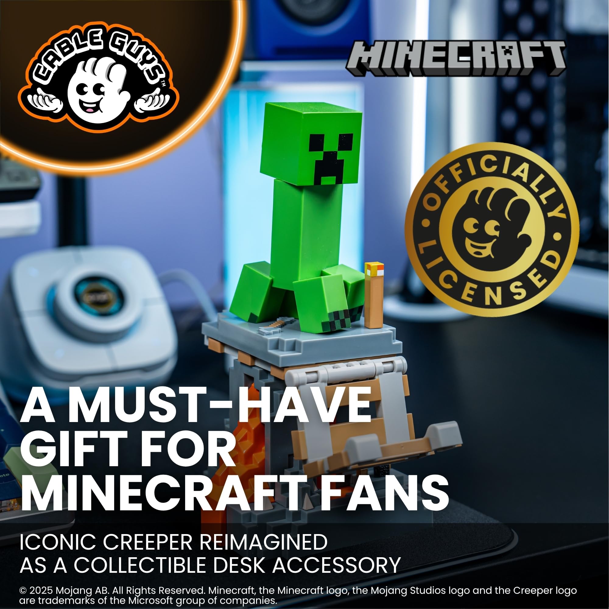 Cable Guys – Minecraft Creeper oyun aksesuarı tutucu ve cep telefonu tutucu, çoğu kumanda (Xbox, Play Station, Nintendo Switch) ve cep telefonu için