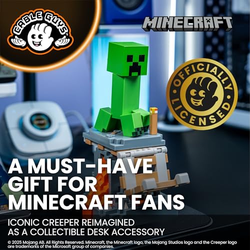 Cable Guys – Minecraft Creeper oyun aksesuarı tutucu ve cep telefonu tutucu, çoğu kumanda (Xbox, Play Station, Nintendo Switch) ve cep telefonu için