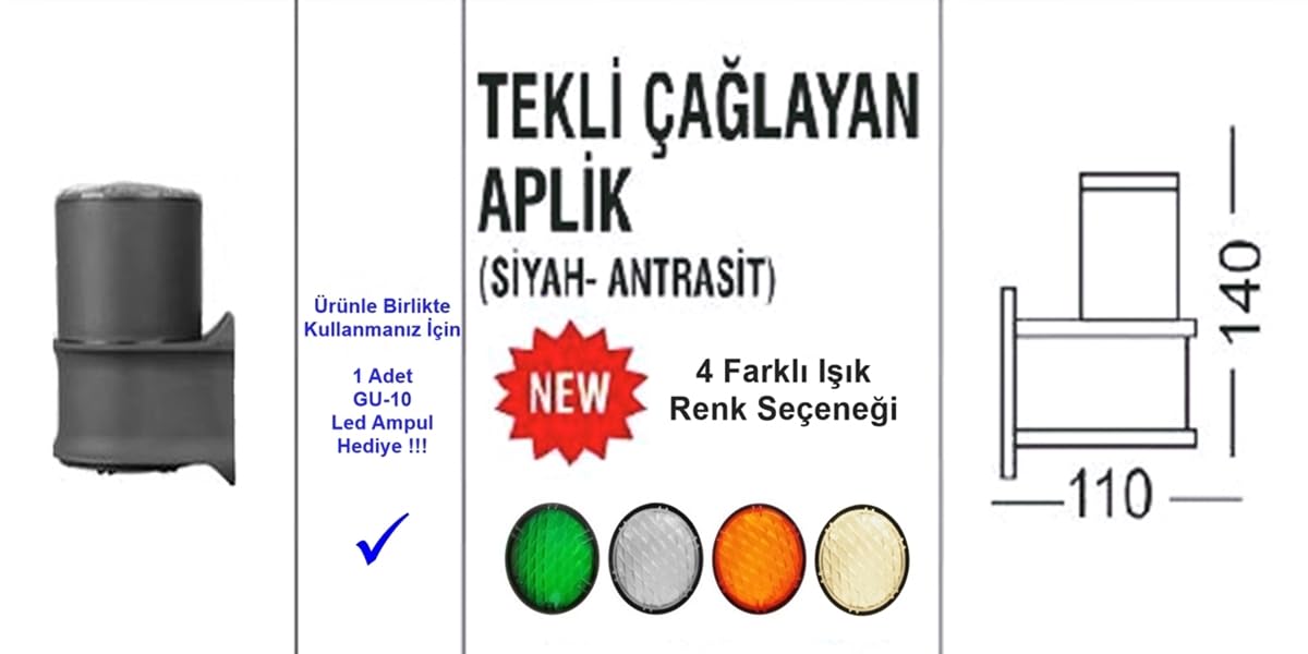 Ucuz Geldi Tekli Çağlayan Aplik IP54 Dış Mekan Zita Bahçe Aydınlatma Duvar Apliği + Gu10 Led Ampul (Turuncu)