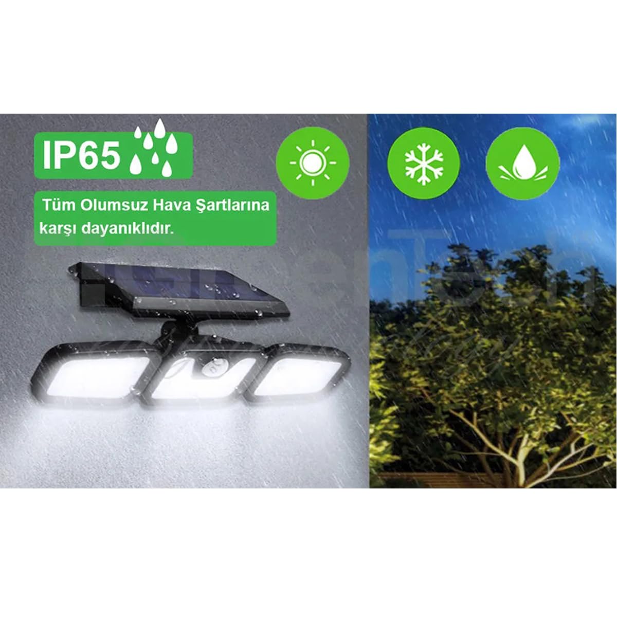 Greentech Güneş Enerjili Hareket Sensörlü 3 Taraflı Led Aydınlatma/GT-SL07