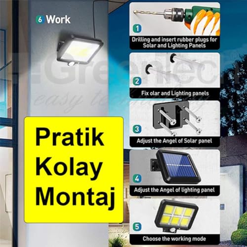 Greentech Güneş Enerjili 120 Cob Led Aydınlatma/GT-SL09