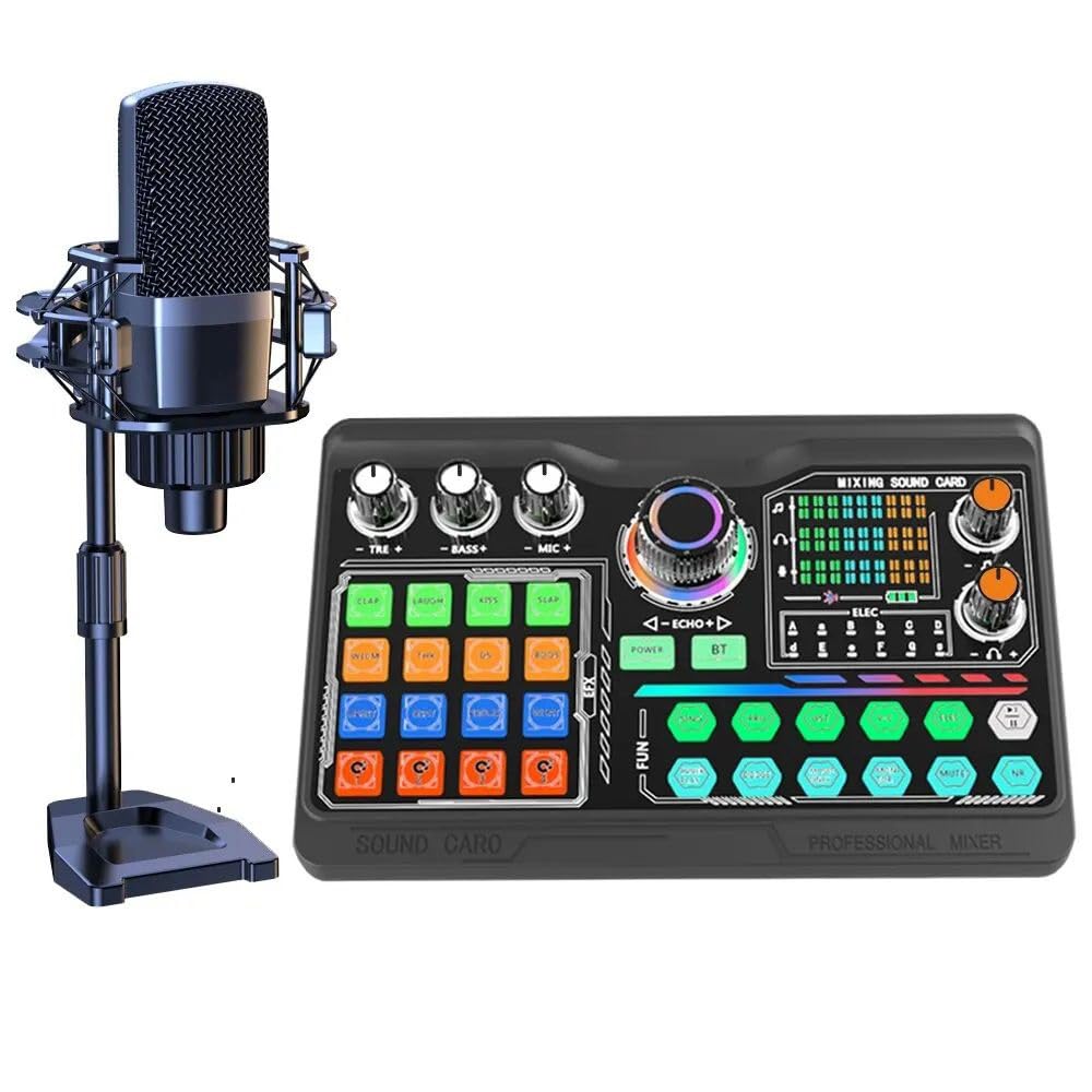 Coverzone Podcast Mikrofon Ses Kartı Kiti Pc Smartphone Dizüstü Bilgisayar Içİin Vlog Kayıt Canlı Akışı Youtuber Yayıncılara Uygun P300 (P300)