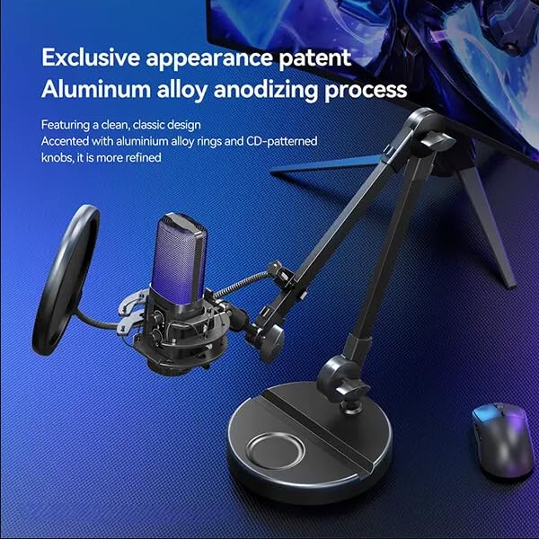 Coverzone RGB USB Condenser Microphone – Studio Kalitesinde Kayıt, Gürültü Azaltmalı Profesyonel Mikrofon, Oyun Yayını ve Podcast için Kardioid Mikrofon, Metal Gövdeli Tripod Standlı | X3R