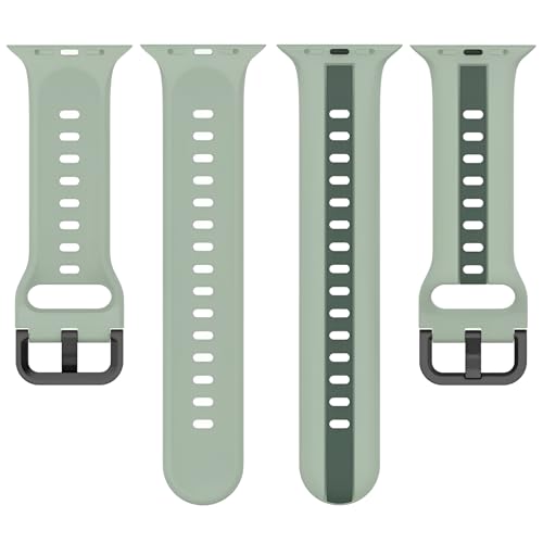 Minesk Apple Watch ile Uyumlu 42/44/45/46/49 MM için Metal Tokalı Spor Silikon Kordon Çift Renkli Ha