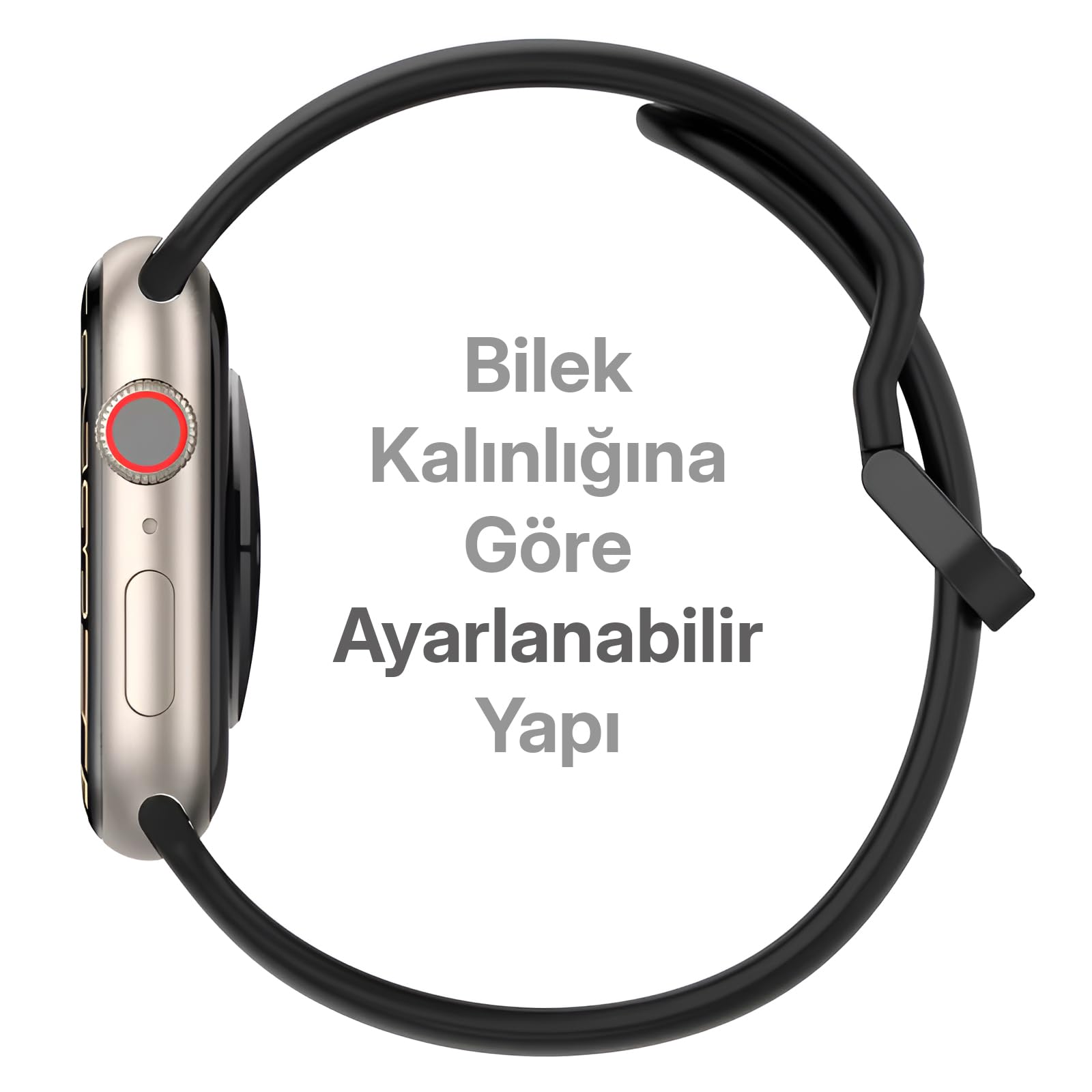 Minesk Apple Watch ile Uyumlu 42/44/45/46/49 MM için Metal Tokalı Spor Silikon Kordon Çift Renkli Ha