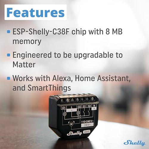 Shelly Plus 2PM Gen3 | Wi-Fi ve Bluetooth 2 Kanallı Akıllı Röle Şalteri | Elektrik Tüketimi Ölçümlü Panjur Şalteri | Ev Otomasyonu | Google Home Alexa Aksesuarı | iOS Android Uygulaması