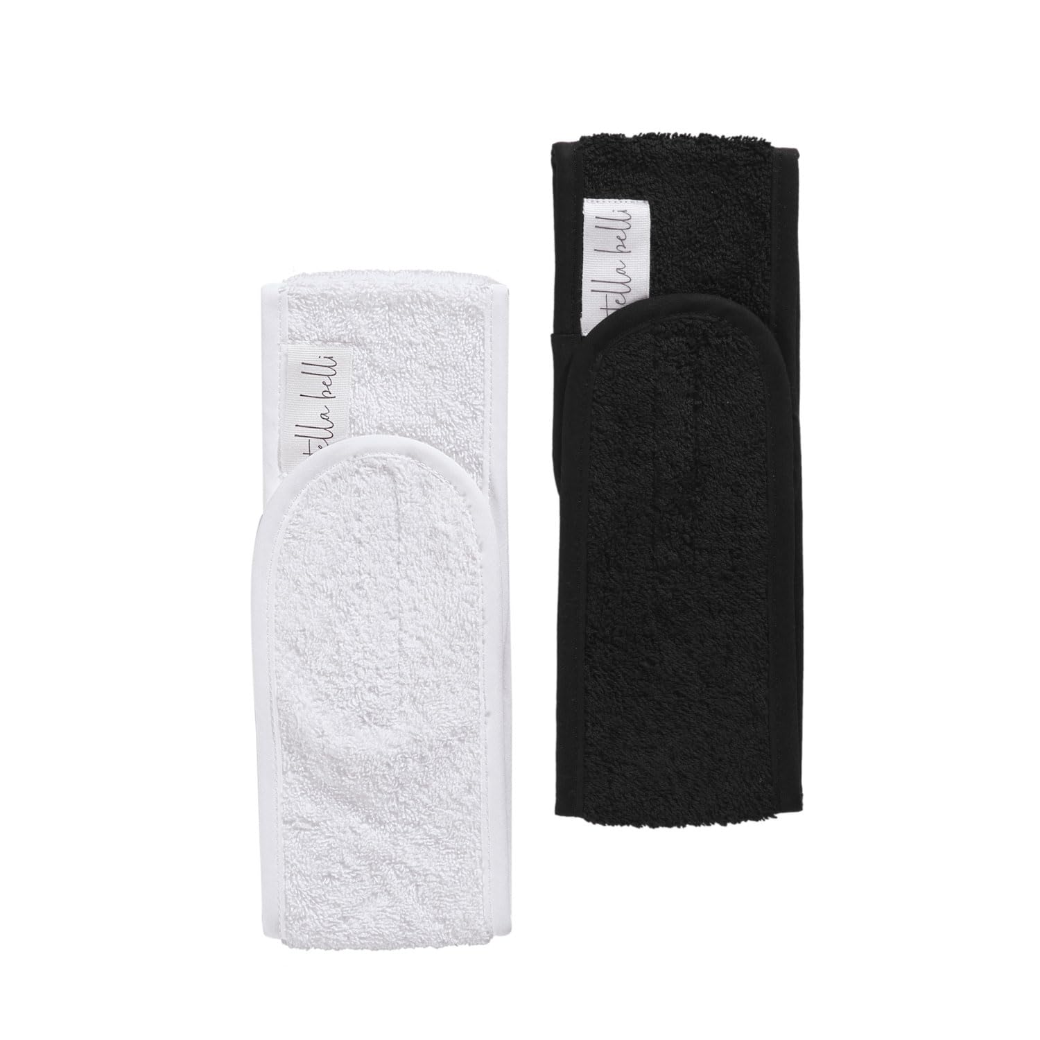StellaBelli Saç Bandı | 2li Set | Havlu%100 Pamuk | Ter Sporcu Makyaj Bandana, Cırt Bant Biyeli | Siyah & Beyaz