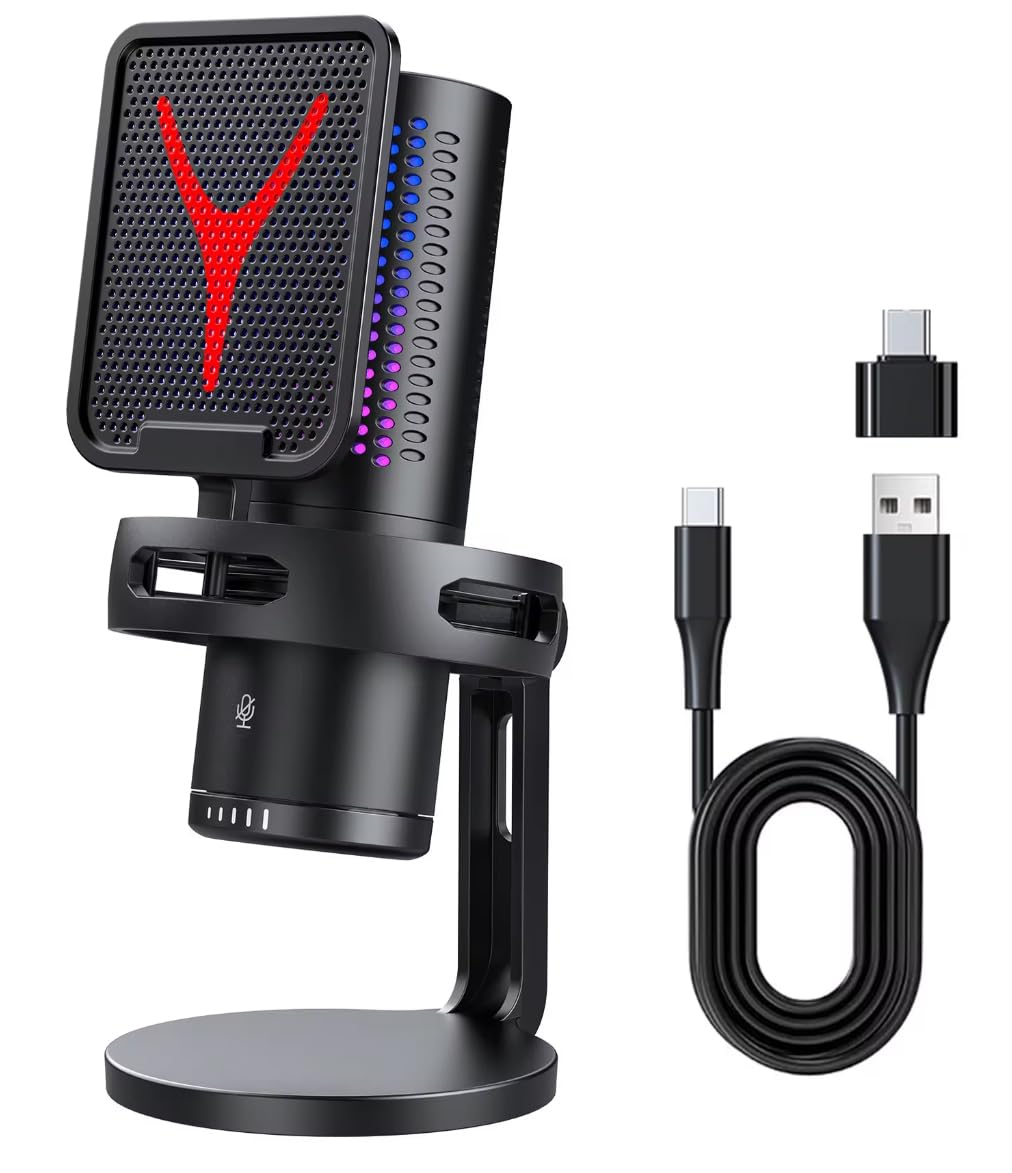 Coverzone Yanmai Bilgisayar Masaüstü Profesyonel 48kHz 16Bit Kardioid Condenser Mikrofon | Yayın, Oyun, Podcast ve Online Toplantılar İçin Profesyonel Ses | Plug & Play USB Mikrofon (GM7)