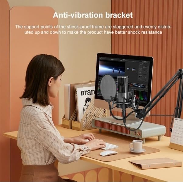 Coverzone Yanmai Bilgisayar Standlı Mikrofon Profesyonel Podcast Mikrofon Kiti Tak Çalıştır USB Kablolu Pc Dizüstü Bilgisayar Için Vlog Canlı Yayın (Micpro X2)