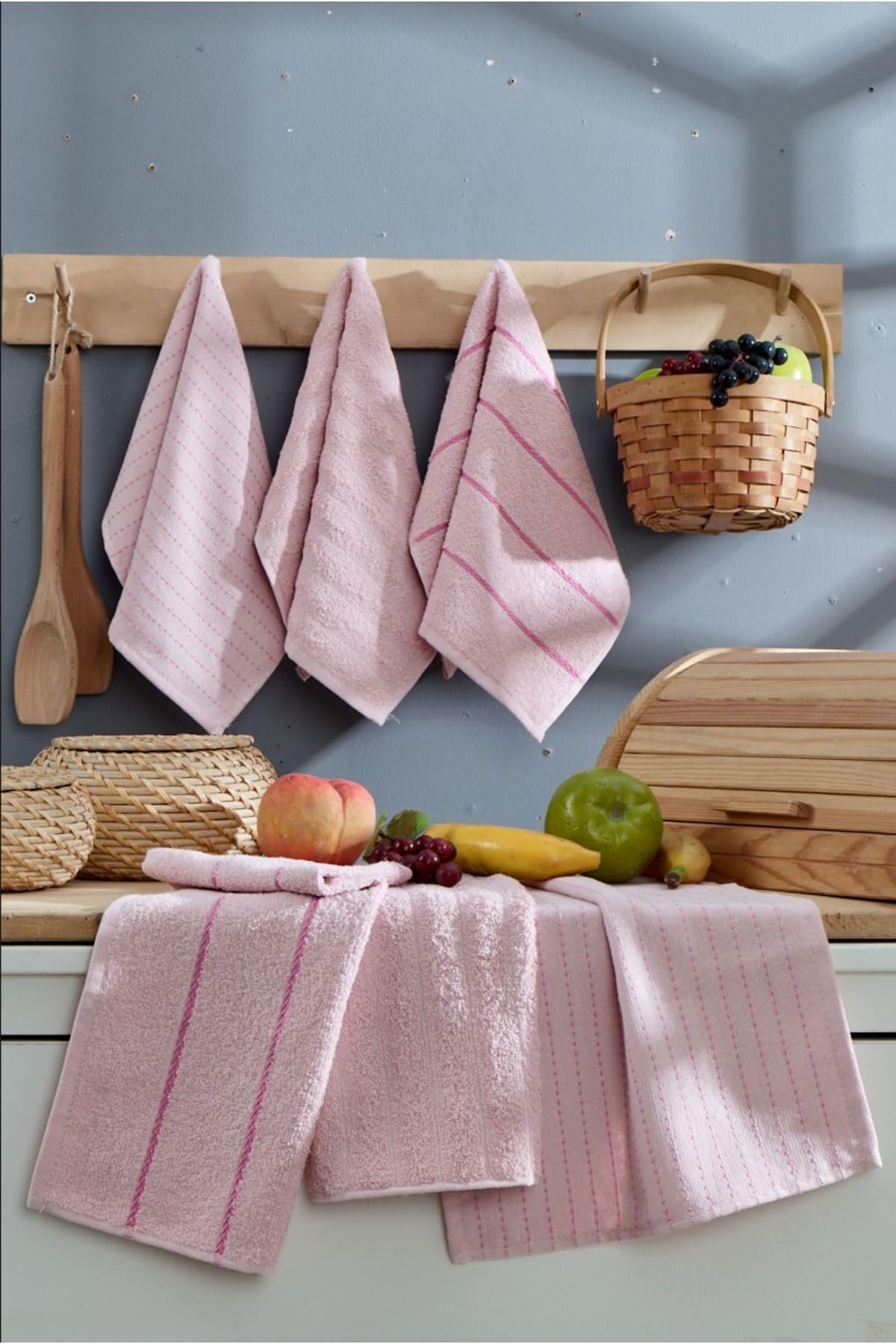 Mira Home 6 lı El Yüz Mutfak Havlusu Seti Sophia 30 X 50 Cm (Pudra)
