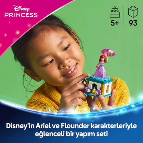 LEGO ǀ Disney Princess Dönen Ariel 43259-5 Yaş ve Üzeri Prenses Seven Çocuklar için Mini Bebek Figürü İçeren Yaratıcı Oyuncak Yapım Seti, Doğum Günü Hediyesi (93 Parça)