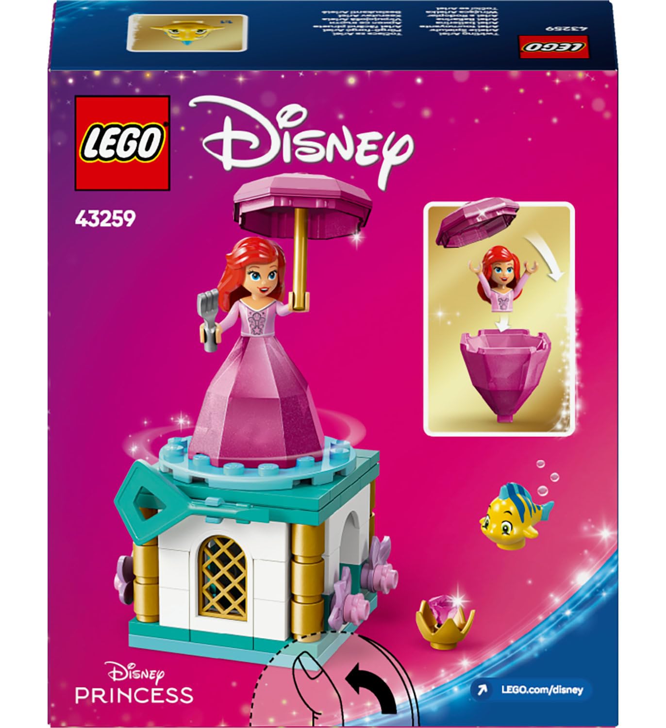 LEGO ǀ Disney Princess Dönen Ariel 43259-5 Yaş ve Üzeri Prenses Seven Çocuklar için Mini Bebek Figürü İçeren Yaratıcı Oyuncak Yapım Seti, Doğum Günü Hediyesi (93 Parça)