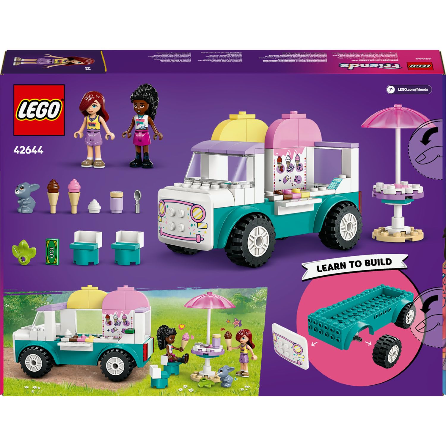 LEGO Friends Heartlake City Dondurma Kamyonu 42644-4 Yaş ve Üzeri Kız ve Erkek Çocukları için Mini Bebek İçeren Yaratıcı Oyuncak Yapım Seti, Doğum Günü Hediyesi (92 Parça)