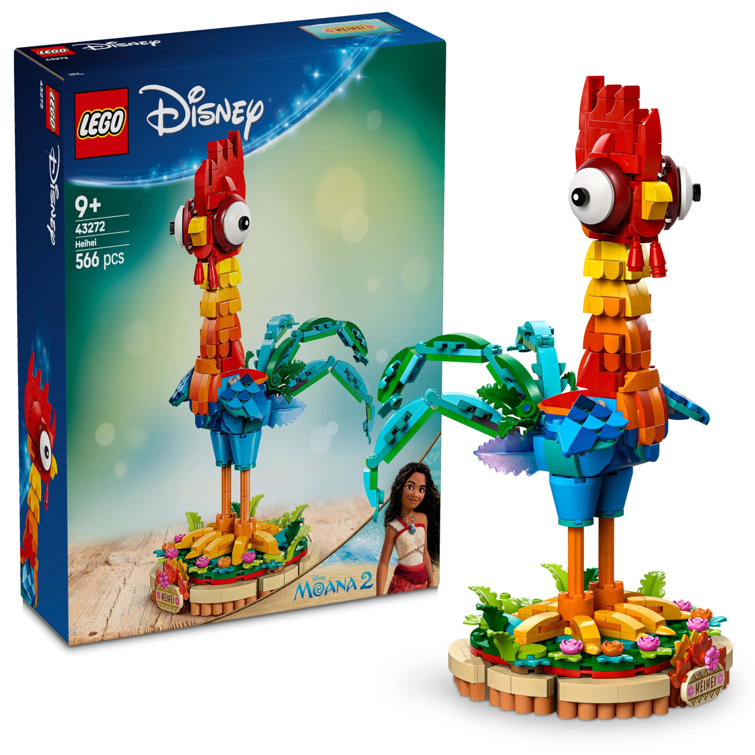 LEGO Disney Priness Moana 2 Heihei 43272 – 9 Yaş ve Üzeri Çocuklar için Döndürülebilir Baş ve Kanatları Olan Tavuk Figürü İçeren Model Yapım Seti, Kız ve Erkek Çocukları için Hediye Fikri (566 Parça)