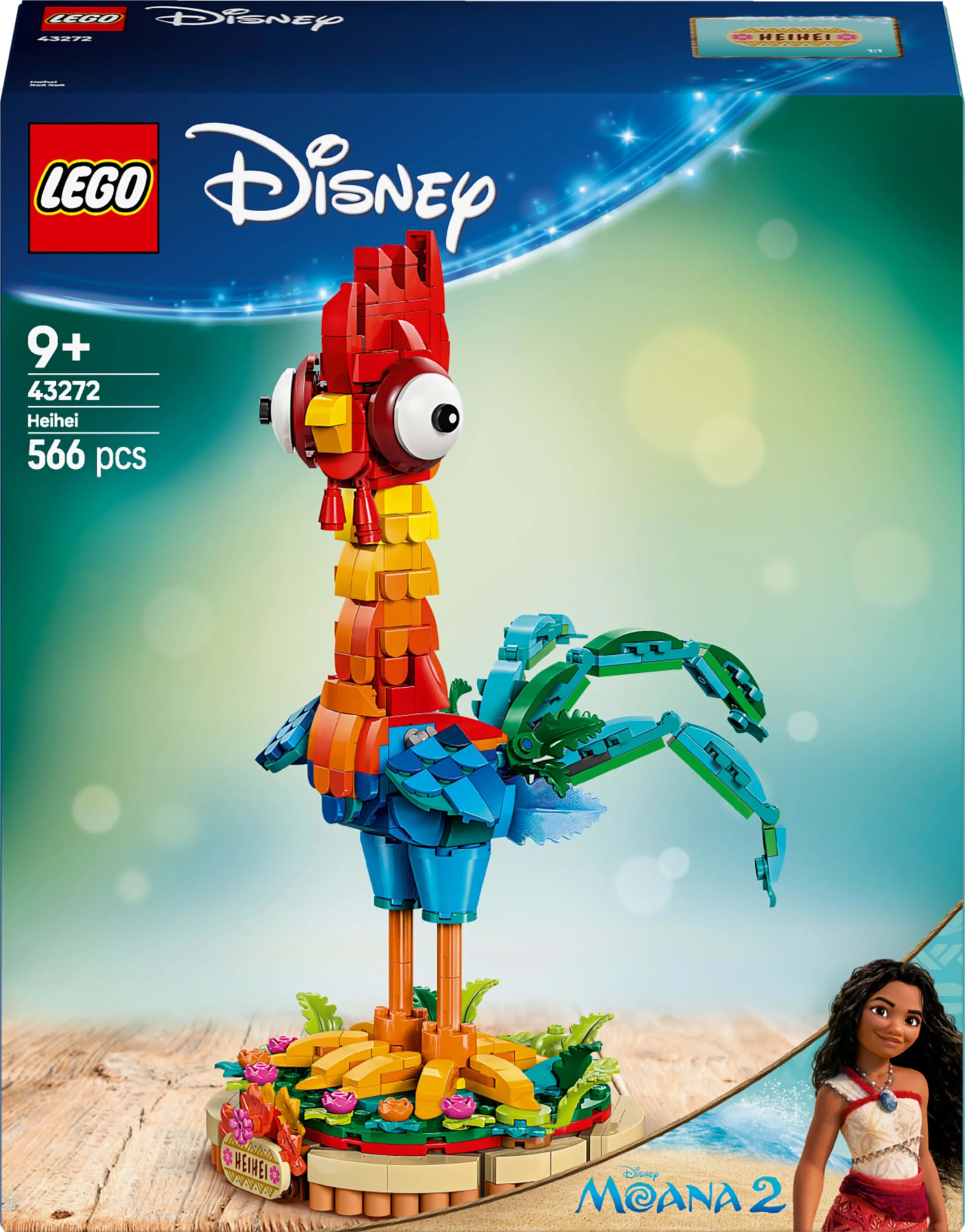 LEGO Disney Priness Moana 2 Heihei 43272 – 9 Yaş ve Üzeri Çocuklar için Döndürülebilir Baş ve Kanatları Olan Tavuk Figürü İçeren Model Yapım Seti, Kız ve Erkek Çocukları için Hediye Fikri (566 Parça)