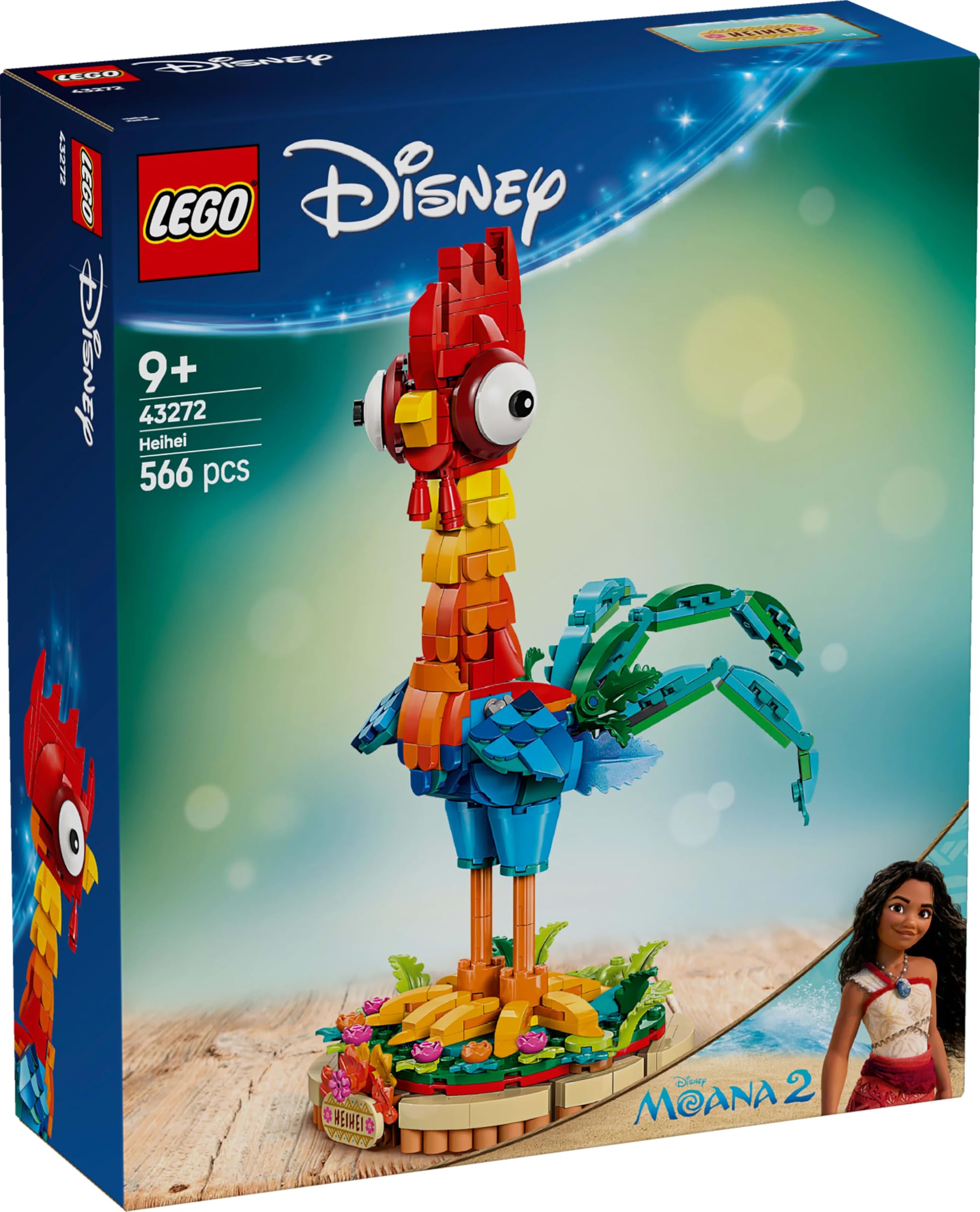 LEGO Disney Priness Moana 2 Heihei 43272 – 9 Yaş ve Üzeri Çocuklar için Döndürülebilir Baş ve Kanatları Olan Tavuk Figürü İçeren Model Yapım Seti, Kız ve Erkek Çocukları için Hediye Fikri (566 Parça)