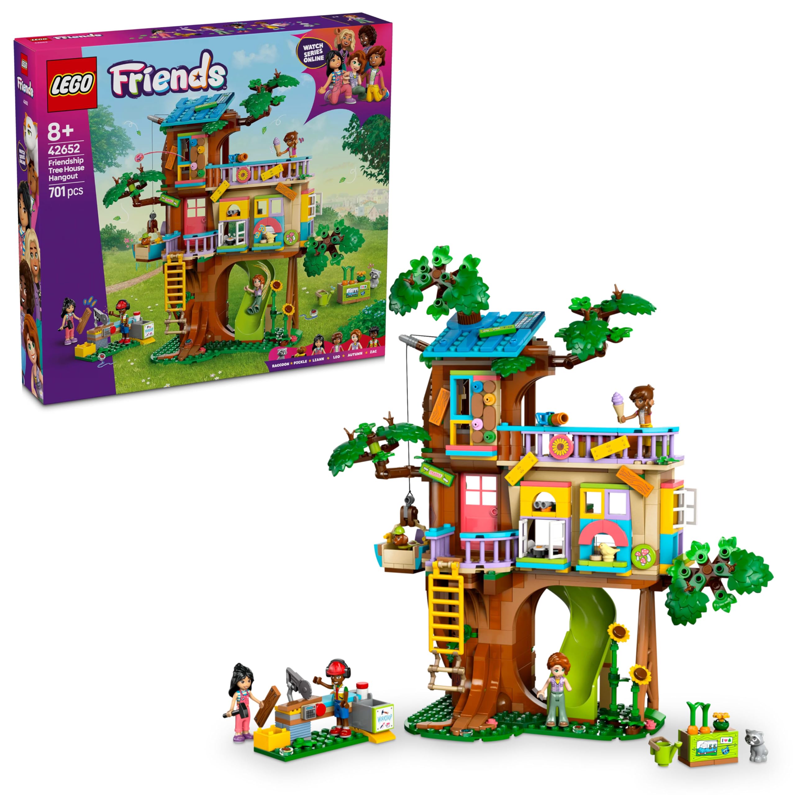 LEGO Friends Arkadaşlık Ağaç Ev Buluşma Yeri 42652-8 Yaş ve Üzeri Kız ve Erkek Çocukları için Mini Bebek İçeren Yaratıcı Oyuncak Yapım Seti, Doğum Günü Hediyesi (701 Parça)
