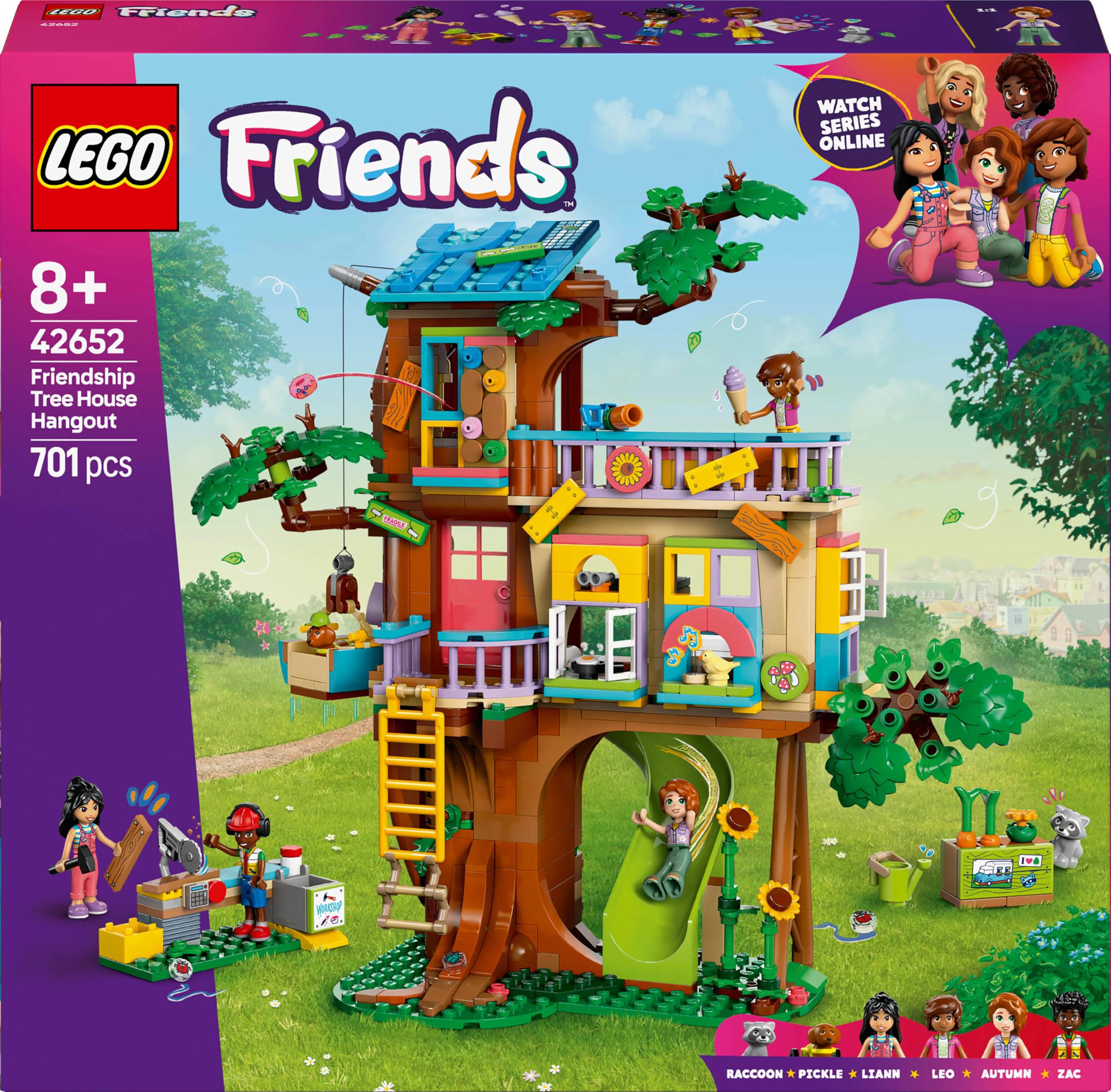 LEGO Friends Arkadaşlık Ağaç Ev Buluşma Yeri 42652-8 Yaş ve Üzeri Kız ve Erkek Çocukları için Mini Bebek İçeren Yaratıcı Oyuncak Yapım Seti, Doğum Günü Hediyesi (701 Parça)