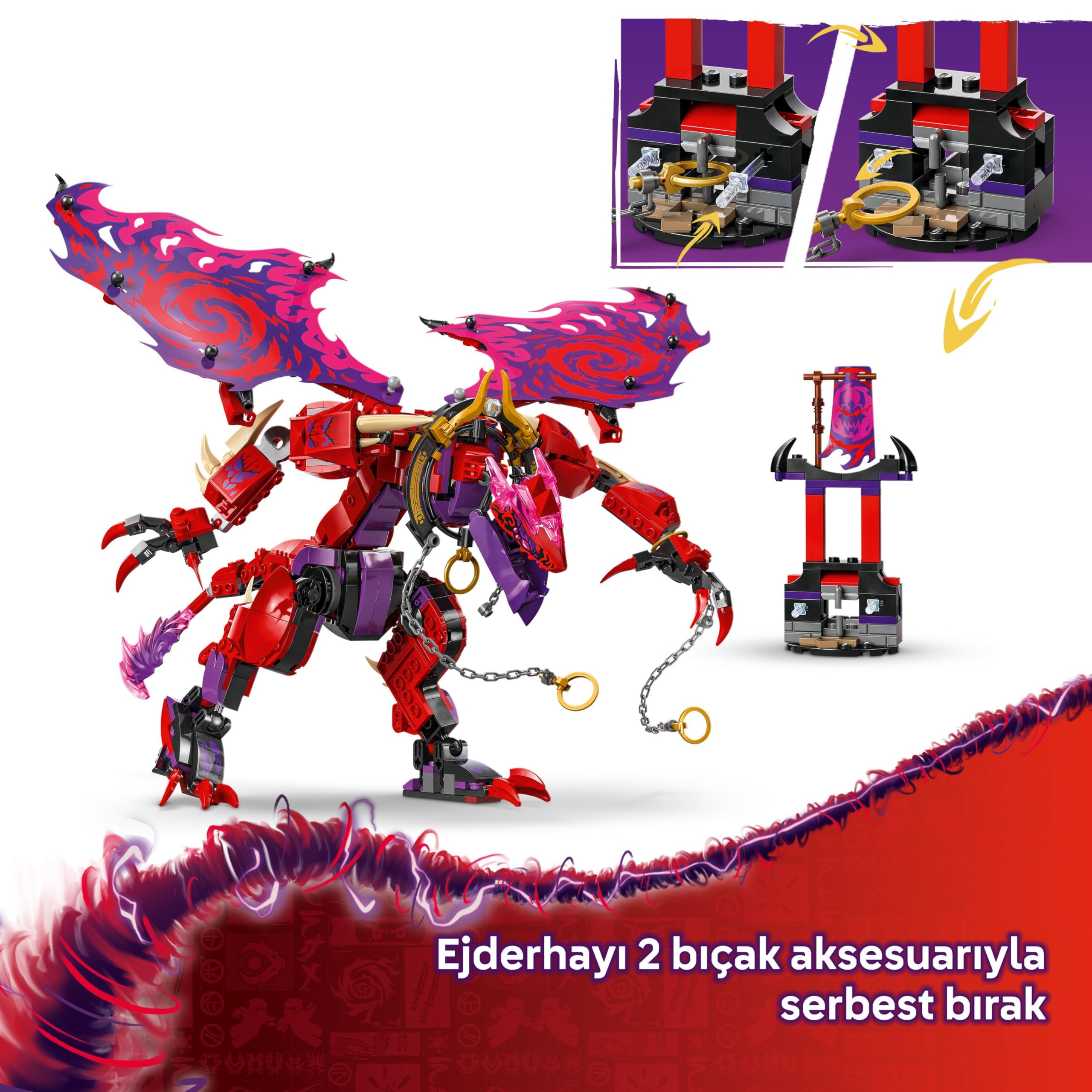 LEGO NINJAGO Thunderfang Kaos Ejderhası 71832-8 Yaş ve Üzeri Kız ve Erkek Çocukları için 6 Ninja Minifigürü İçeren Yaratıcı Oyuncak Yapım Seti, Çocuklar için Doğum Günü Hediyesi Fikri (668 Parça)