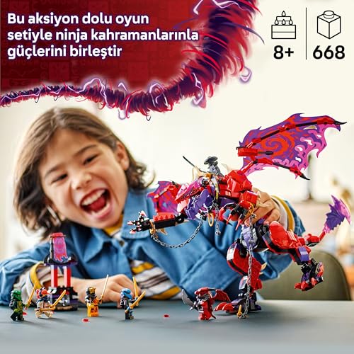 LEGO NINJAGO Thunderfang Kaos Ejderhası 71832-8 Yaş ve Üzeri Kız ve Erkek Çocukları için 6 Ninja Minifigürü İçeren Yaratıcı Oyuncak Yapım Seti, Çocuklar için Doğum Günü Hediyesi Fikri (668 Parça)