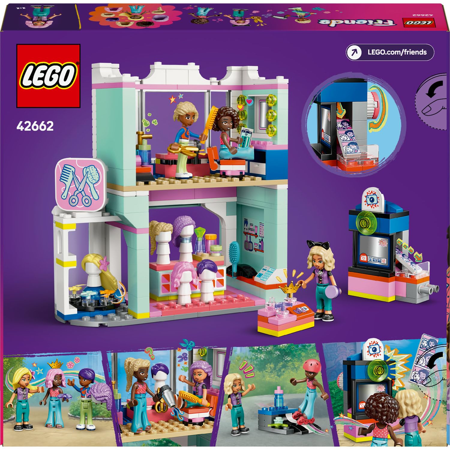 LEGO Friends Kuaför ve Aksesuar Mağazası 42662-7 Yaş ve Üzeri Erkek ve Kız Çocukları için Mini Bebek İçeren Yaratıcı Oyuncak Yapım Seti, Doğum Günü Hediyesi (347 Parça)