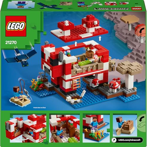 LEGO Minecraft Mooshroom Evi 21270, 8 Yaş ve Üzeri Erkek ve Kız Çocuklar için Mantar Tarlaları, Stev