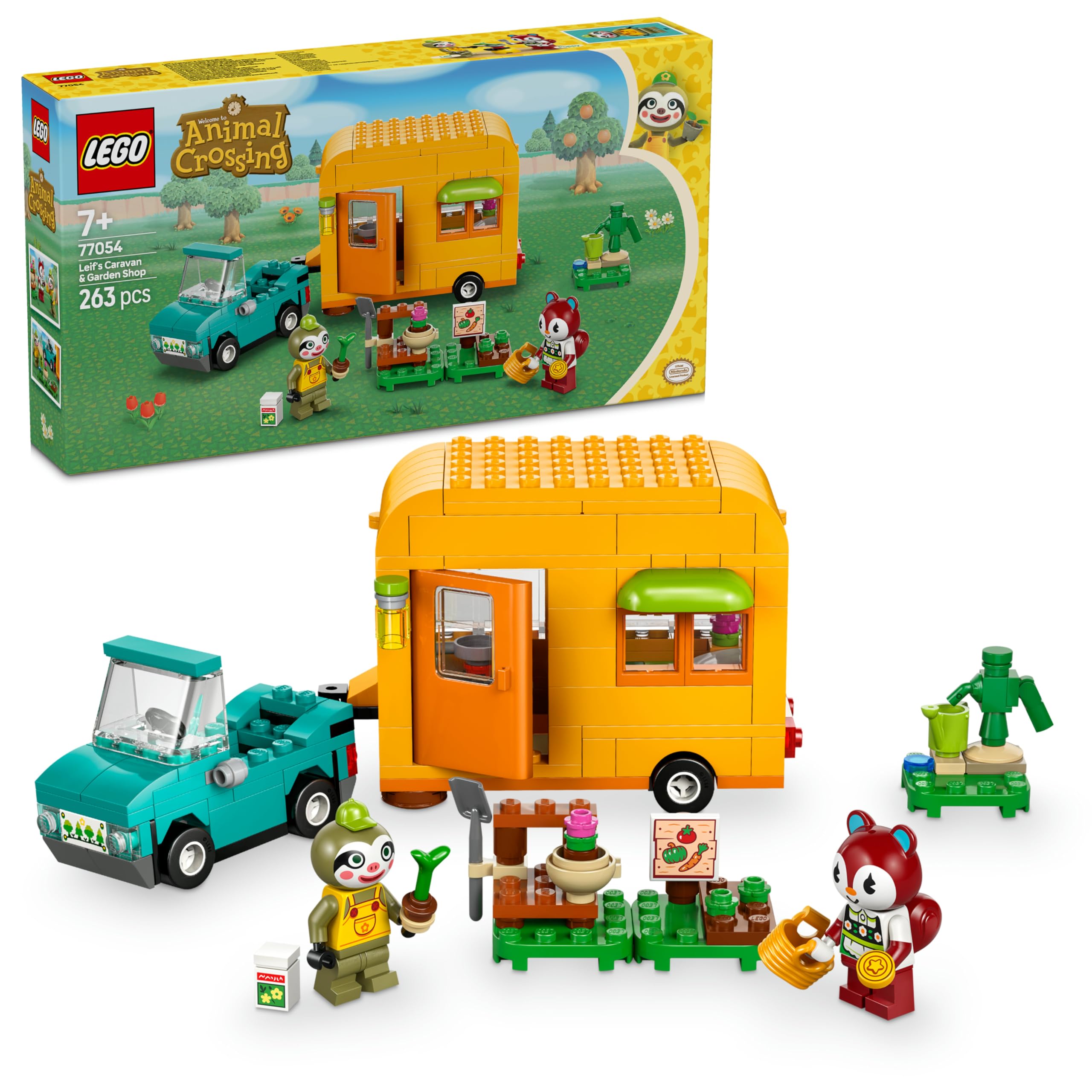 LEGO Animal Crossing Leif Karavan ve Bahçe Dükkanı 77054, 7 Yaş ve Üzeri Kız ve Erkek Çocukları İçin Oyuncak Yapım Seti, Doğum Günü Hediyesi Fikri (263 Parça)