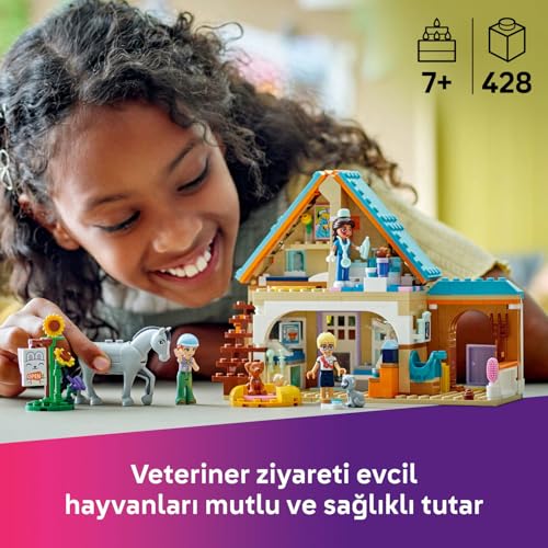 LEGO Friends At ve Evcil Hayvan Veteriner Kliniği 42651-7 Yaş ve Üzeri Kız ve Erkek Çocuklar için Mini Bebek, At ve Köpek Figürü İçeren Yaratıcı Oyuncak Yapım Seti, Doğum Günü Hediyesi (428 Parça)