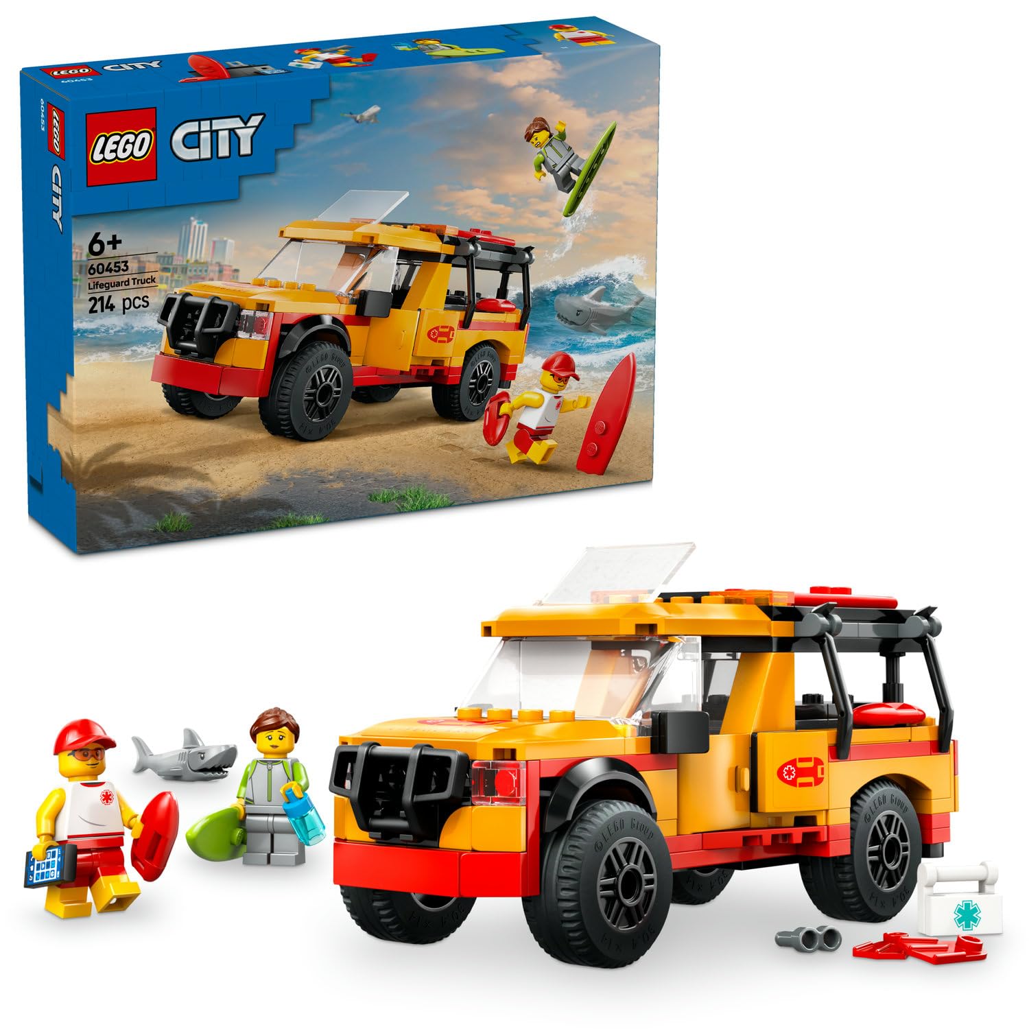 LEGO City Cankurtaran Kamyoneti 60453-6 Yaş ve Üzeri Çocuklar için 2 Minifigür ve Köpek Balığı Figürü İçeren Yaratıcı Oyuncak Yapım Seti, Doğum Günü Hediyesi (214 Parça)